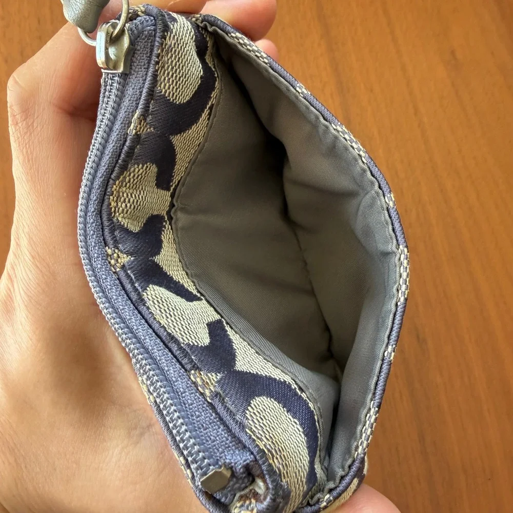 Coach Y2K Signature C Mini Skinny Zip‎ Coin Purse Purple Jacquard Card holder